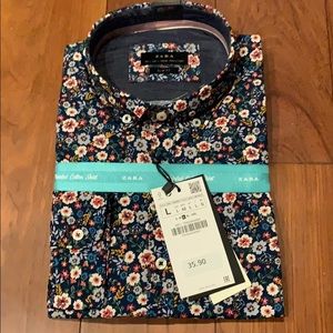 Zara men's floral pattern long sleeve shirt